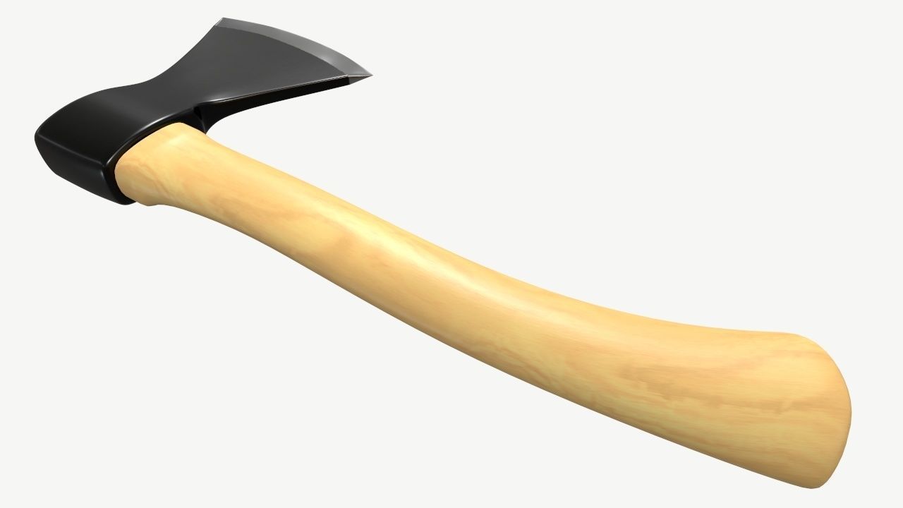 carpenter axe with wooden handle 3D model_5