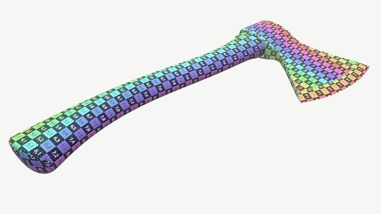 carpenter axe with wooden handle 3D model_11