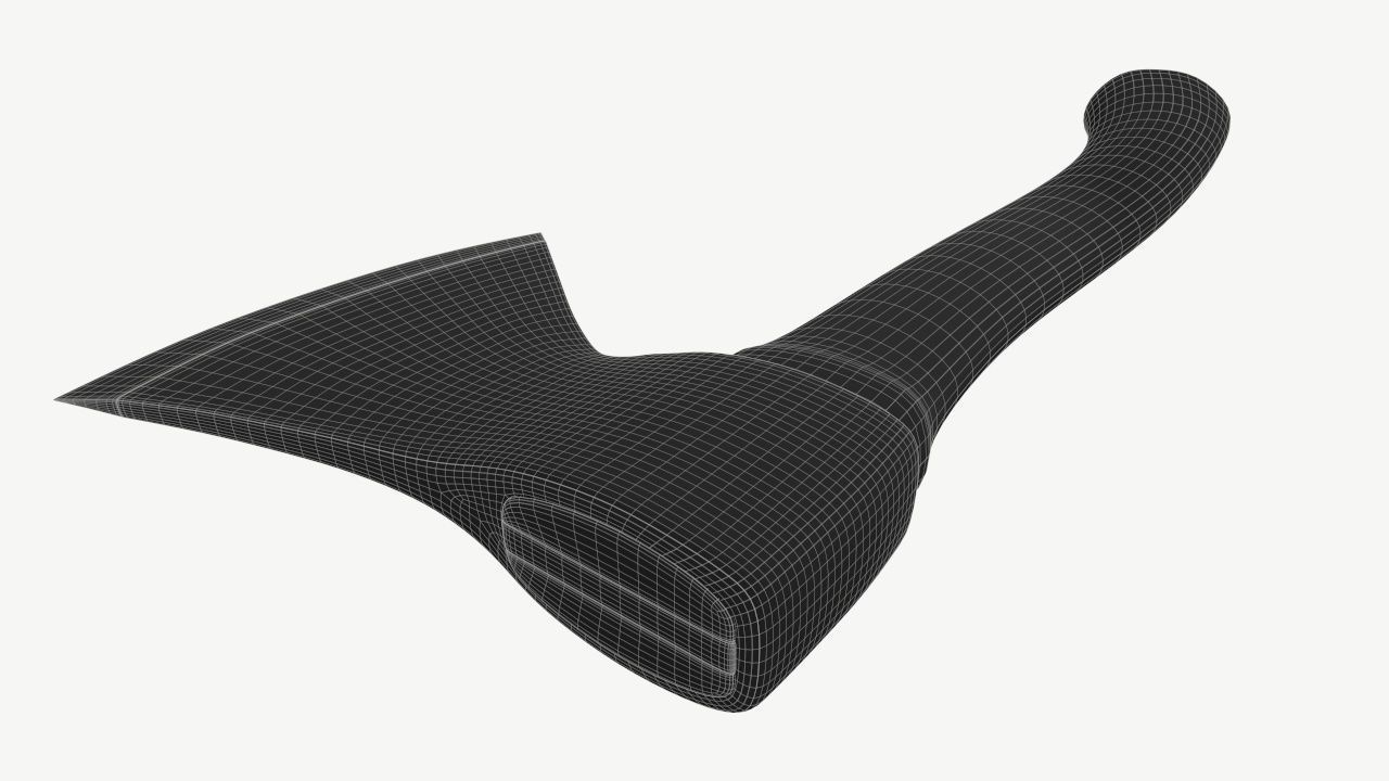 carpenter axe with wooden handle 3D model_9