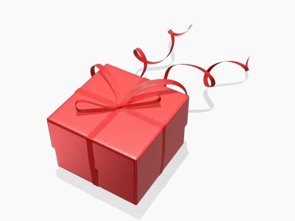 gift box with red bow ribbon 3D model_3