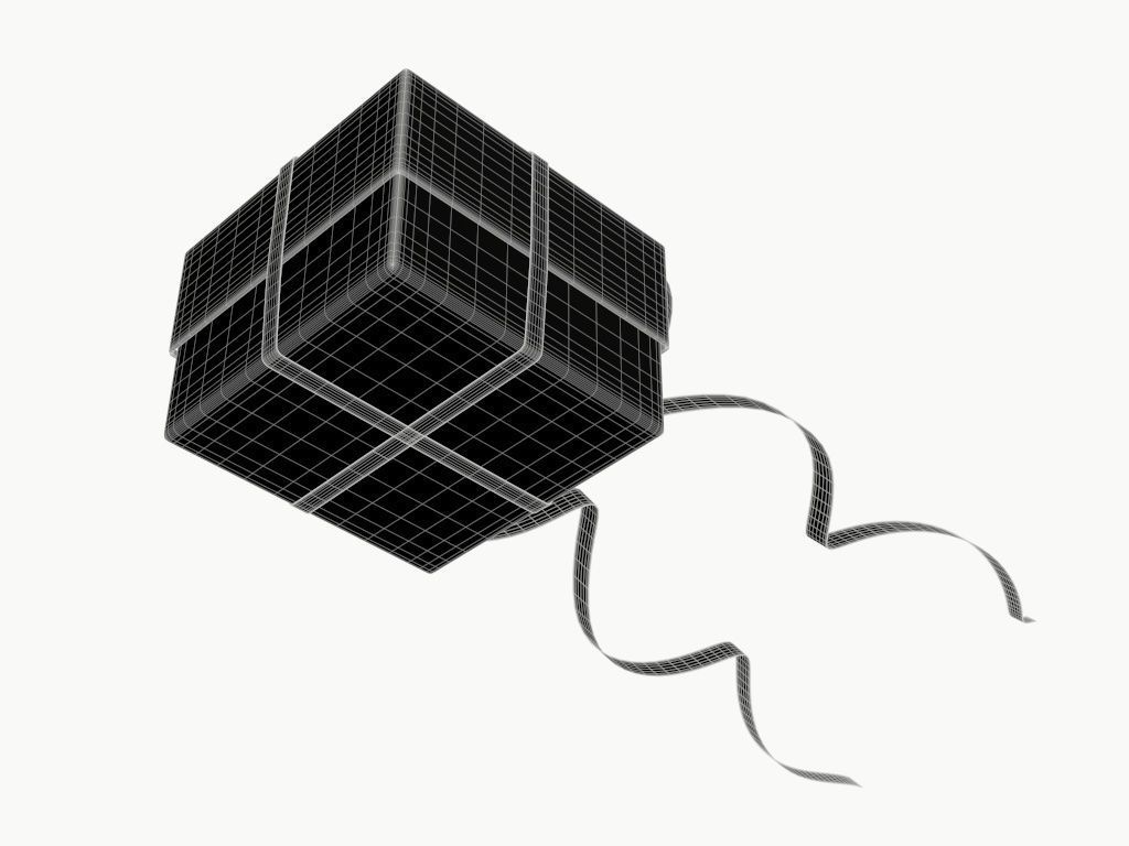 gift box with red bow ribbon 3D model_6