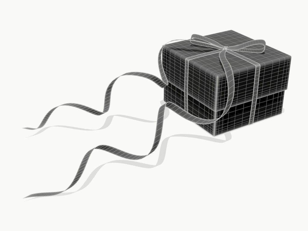 gift box with red bow ribbon 3D model_5