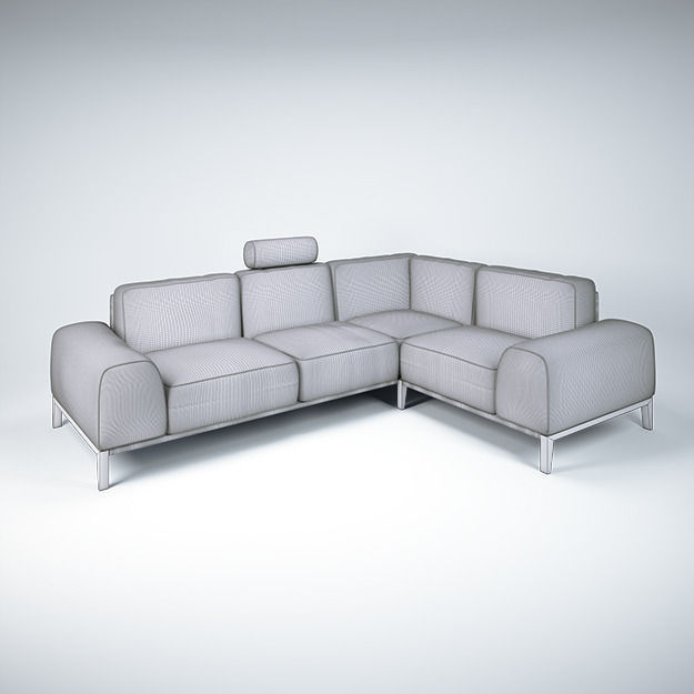 Sofa with headrest by Trendmanufaktur 3D model_1