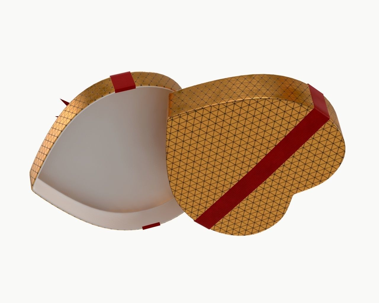 heart shaped box with chocolate and ribbon tied round with bow 3D model_5