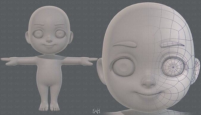 Cartoon Child V03 Low-poly 3D model