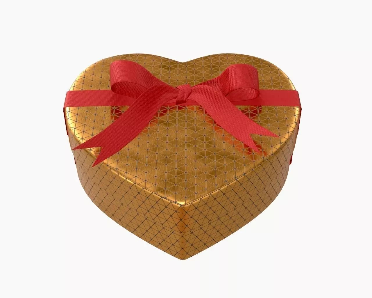 heart shaped box with ribbon tied round with bow 3D model