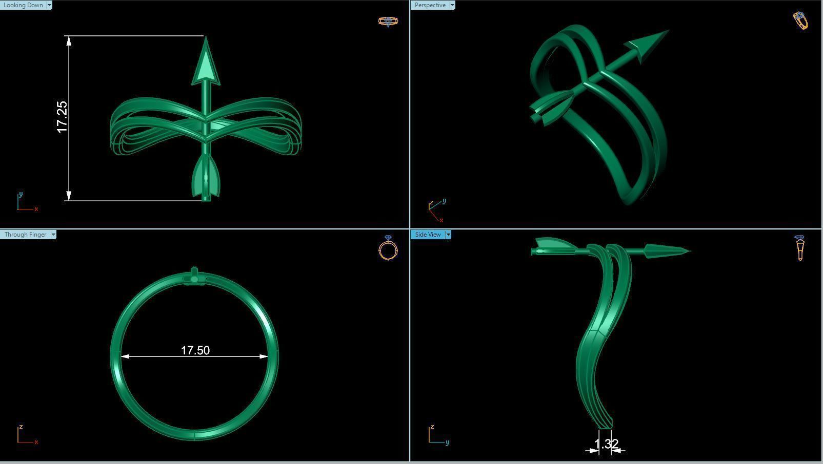Arrow Ring R 0085 3D print model_9