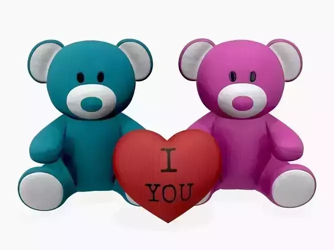 two teddy bear plush toys with heart