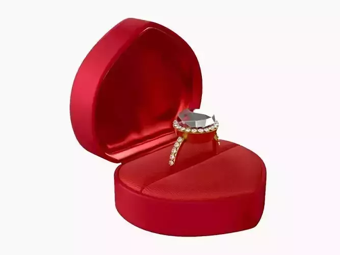wedding ring in a box heart type