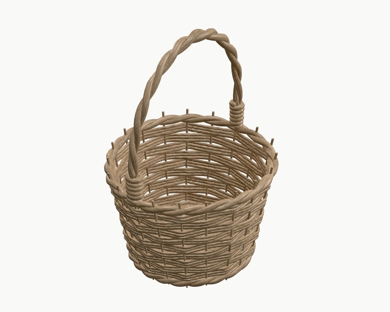 wicker basket 3D model_2