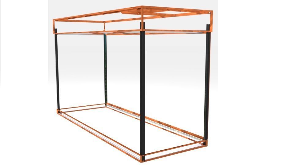 aquarium glass case with grass in it Low-poly 3D model_3