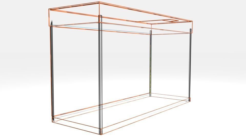 aquarium glass case with grass in it Low-poly 3D model_4