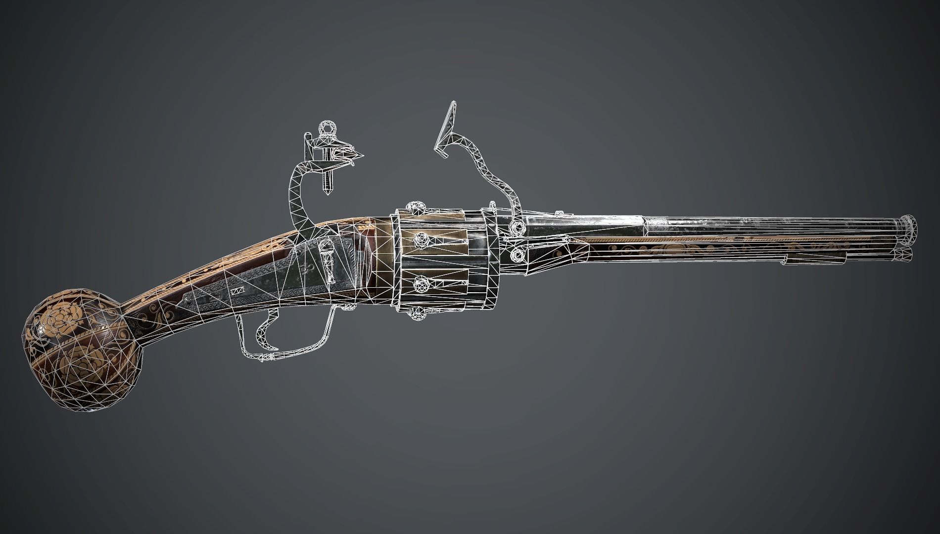 Collection of classic guns 2 Low-poly 3D model_35