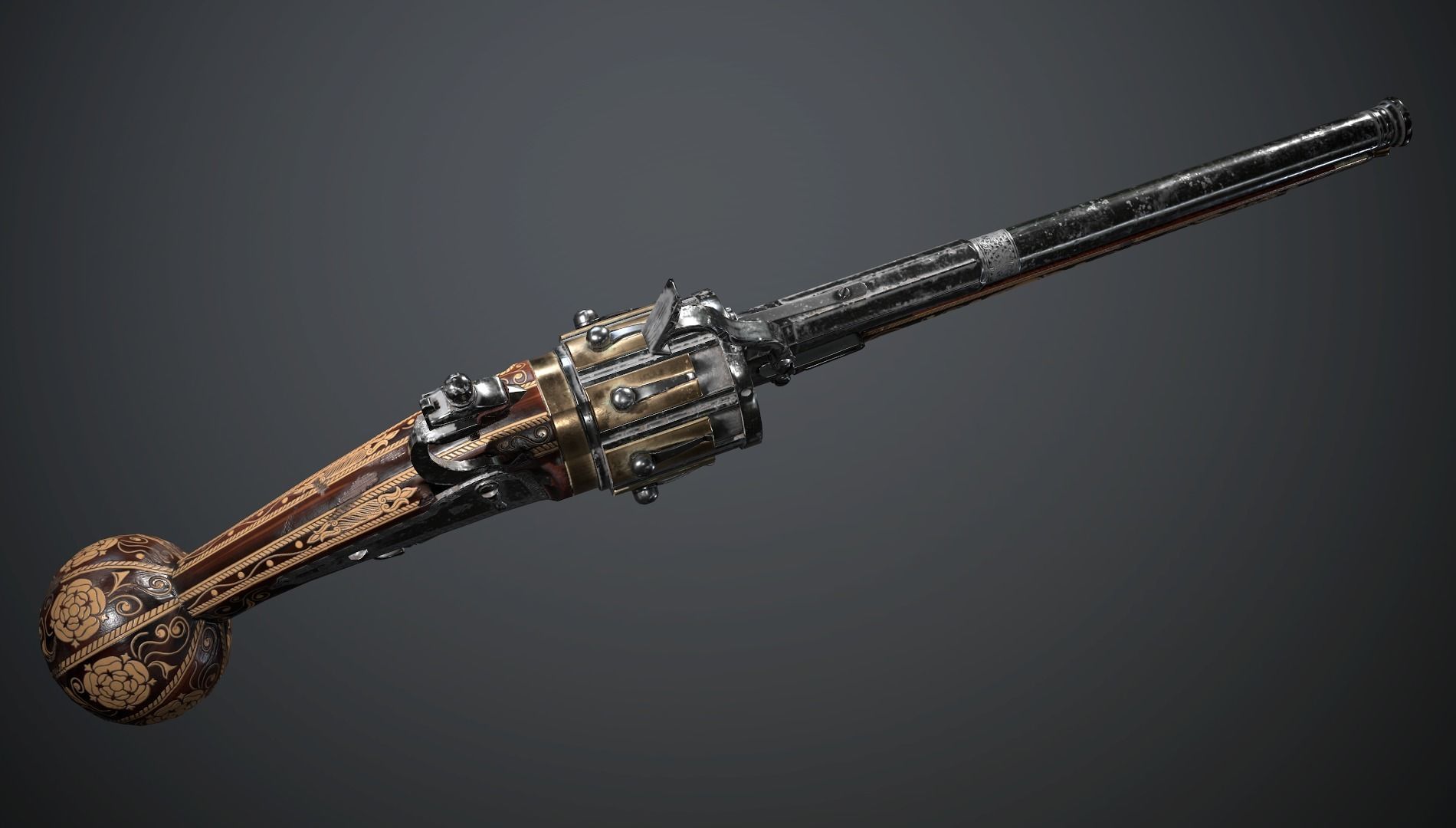Collection of classic guns 2 Low-poly 3D model_32