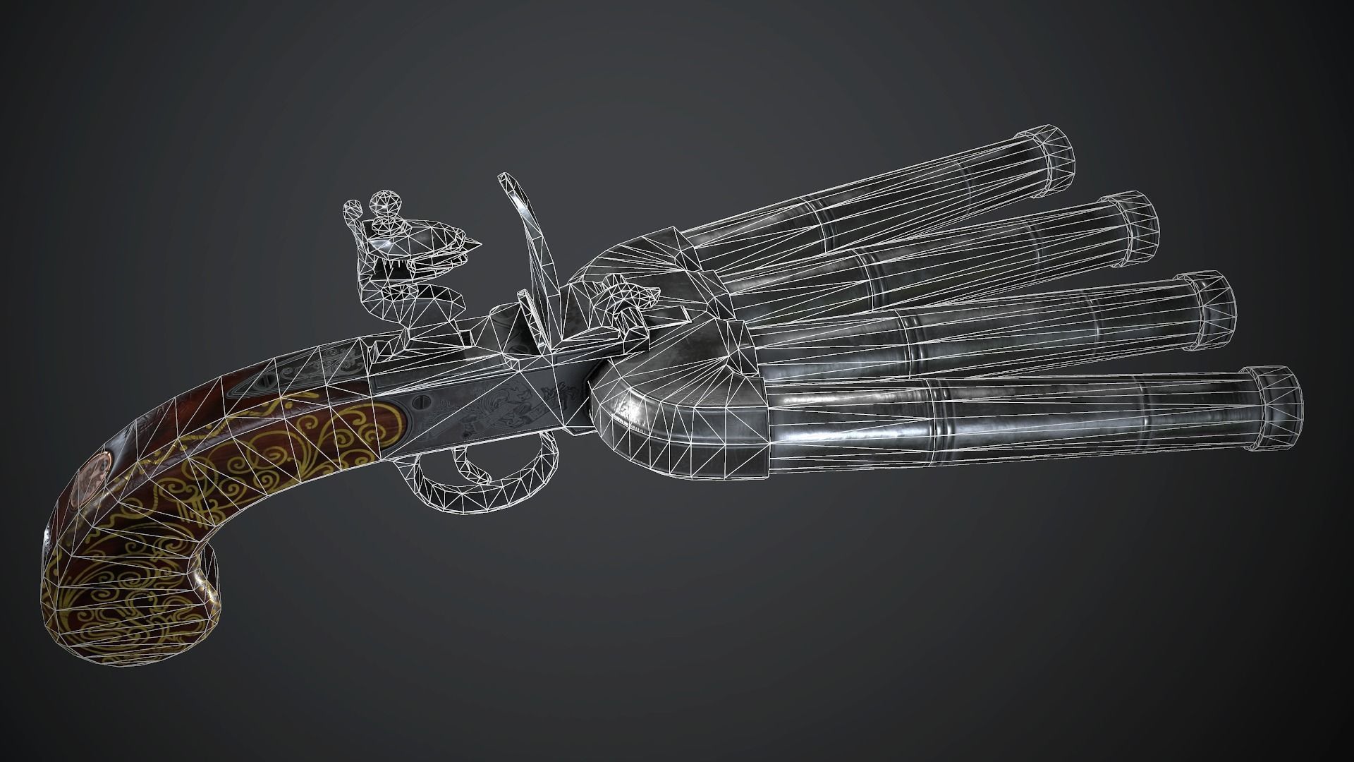 Collection of classic guns 2 Low-poly 3D model_27