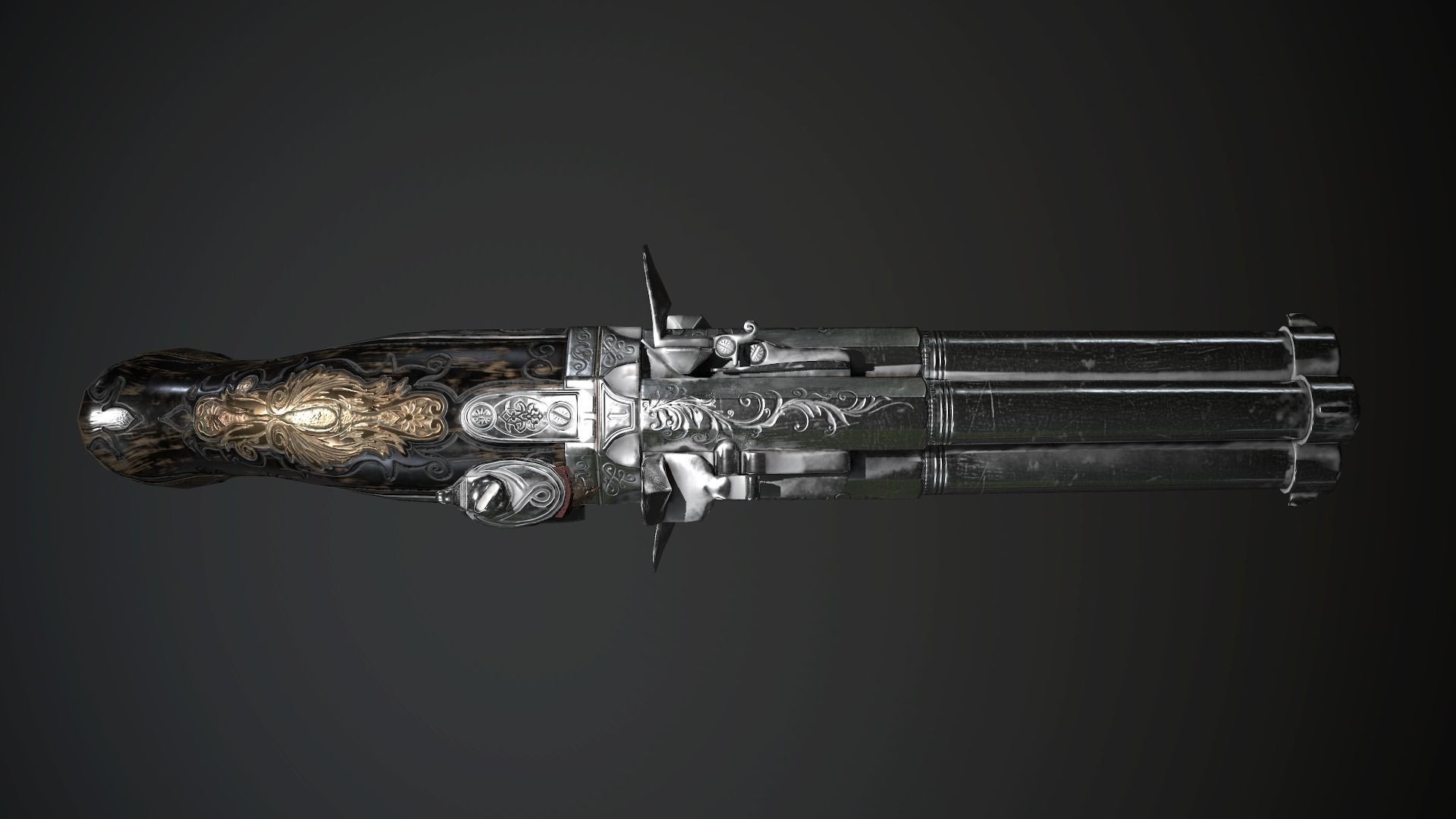 Collection of classic guns 2 Low-poly 3D model_15