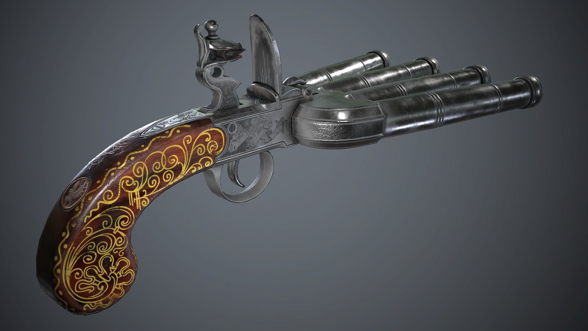 Collection of classic guns 2 Low-poly 3D model_23