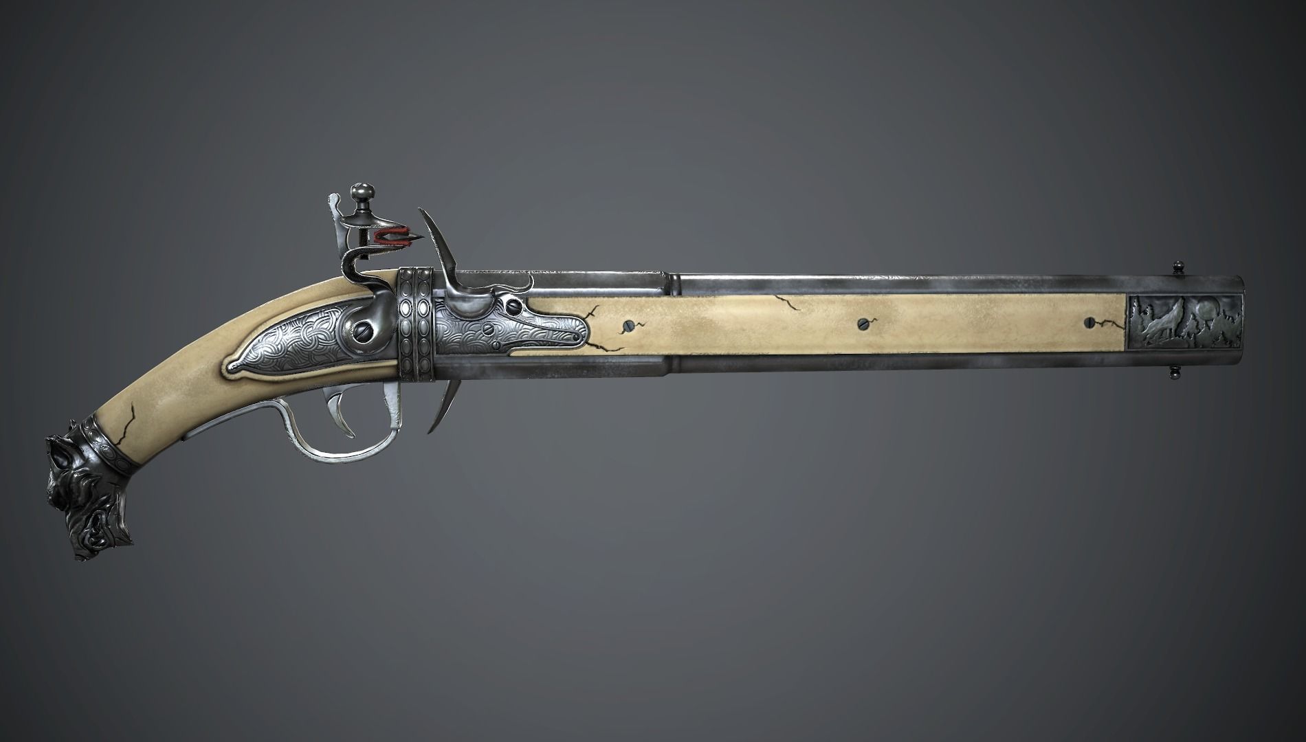 Collection of classic guns 2 Low-poly 3D model_43