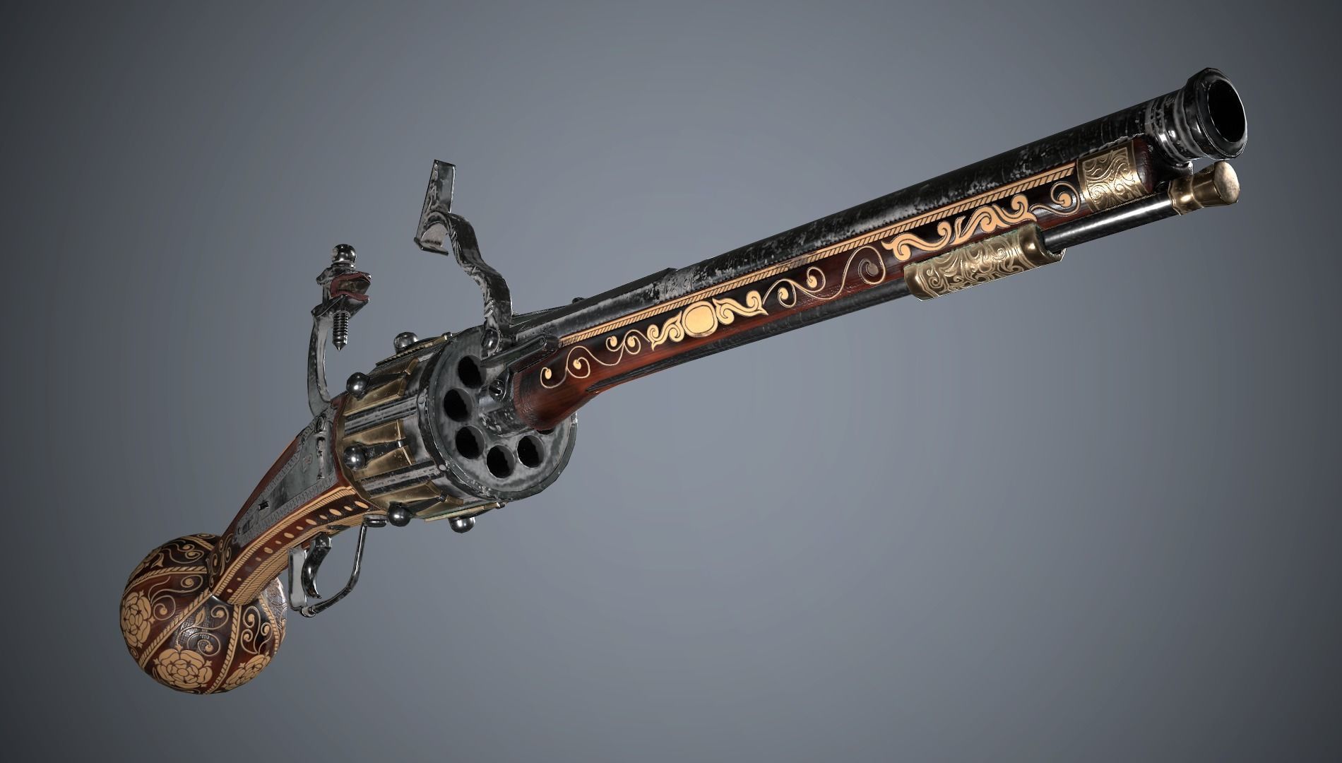 Collection of classic guns 2 Low-poly 3D model_30