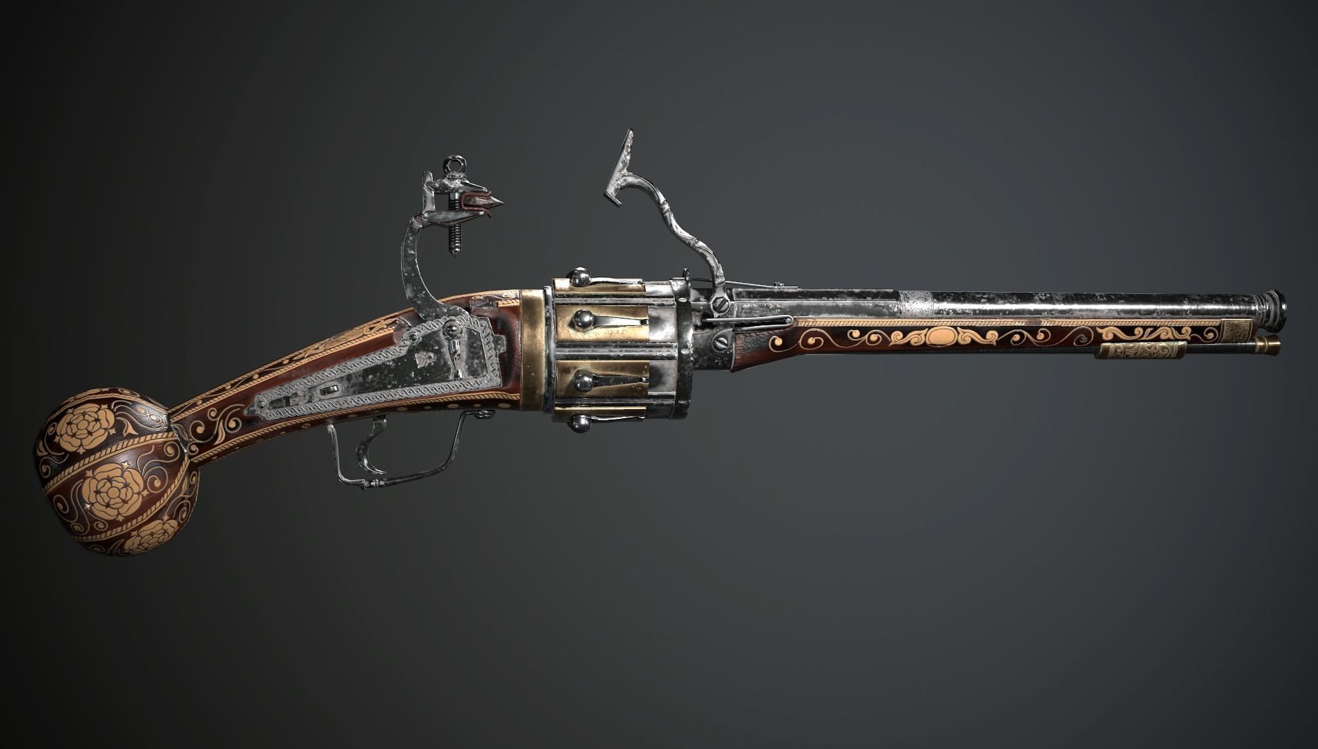 Collection of classic guns 2 Low-poly 3D model_33