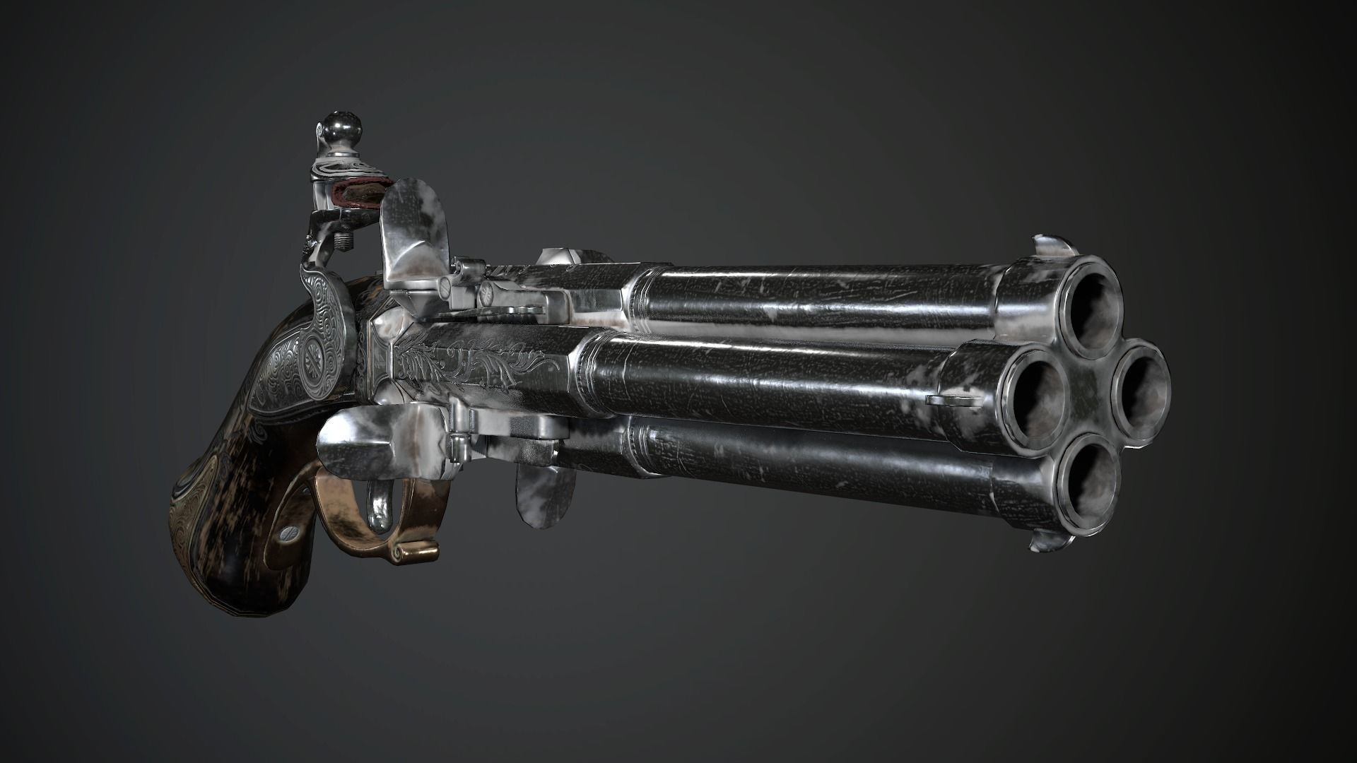 Collection of classic guns 2 Low-poly 3D model_12