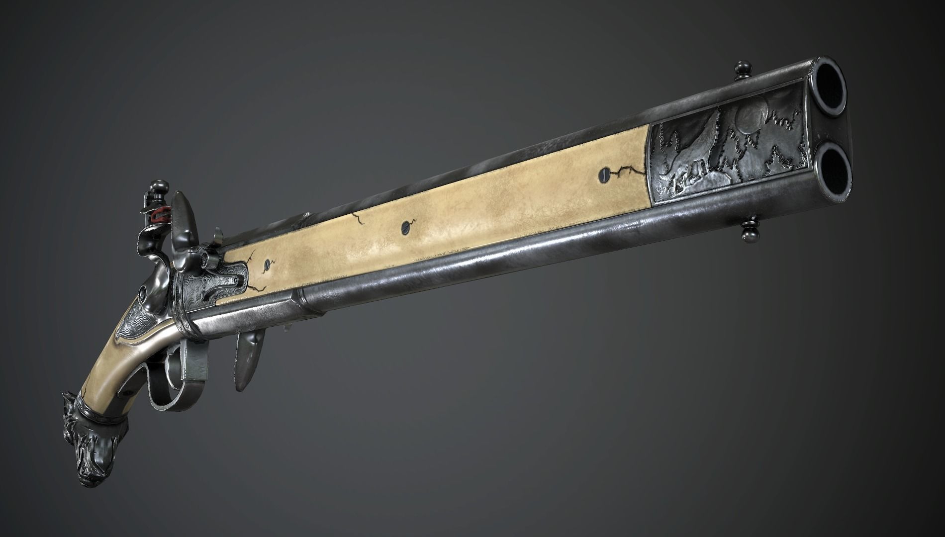 Collection of classic guns 2 Low-poly 3D model_39