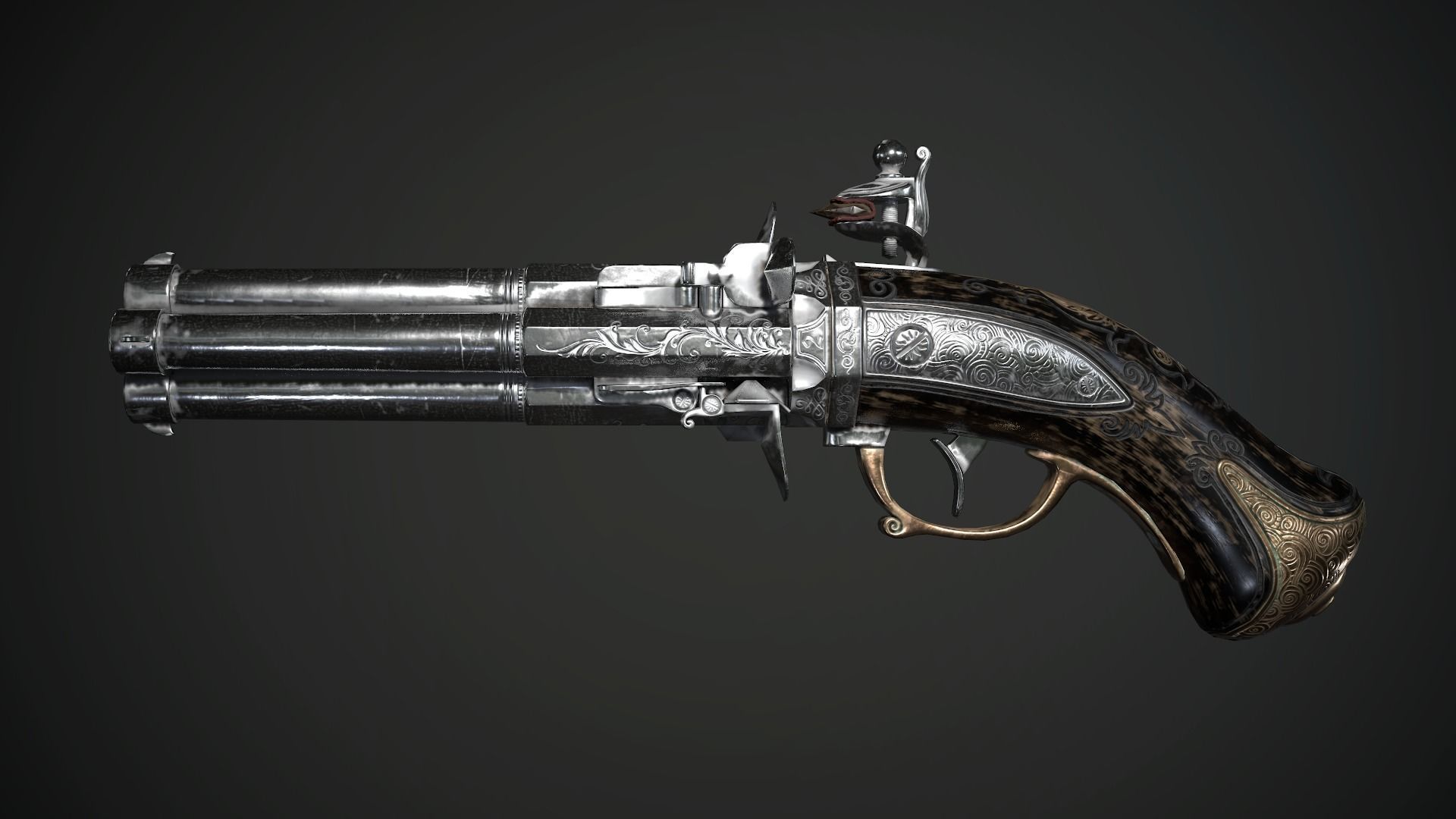 Collection of classic guns 2 Low-poly 3D model_17