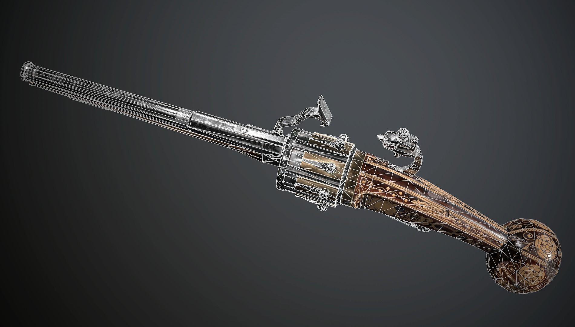 Collection of classic guns 2 Low-poly 3D model_36