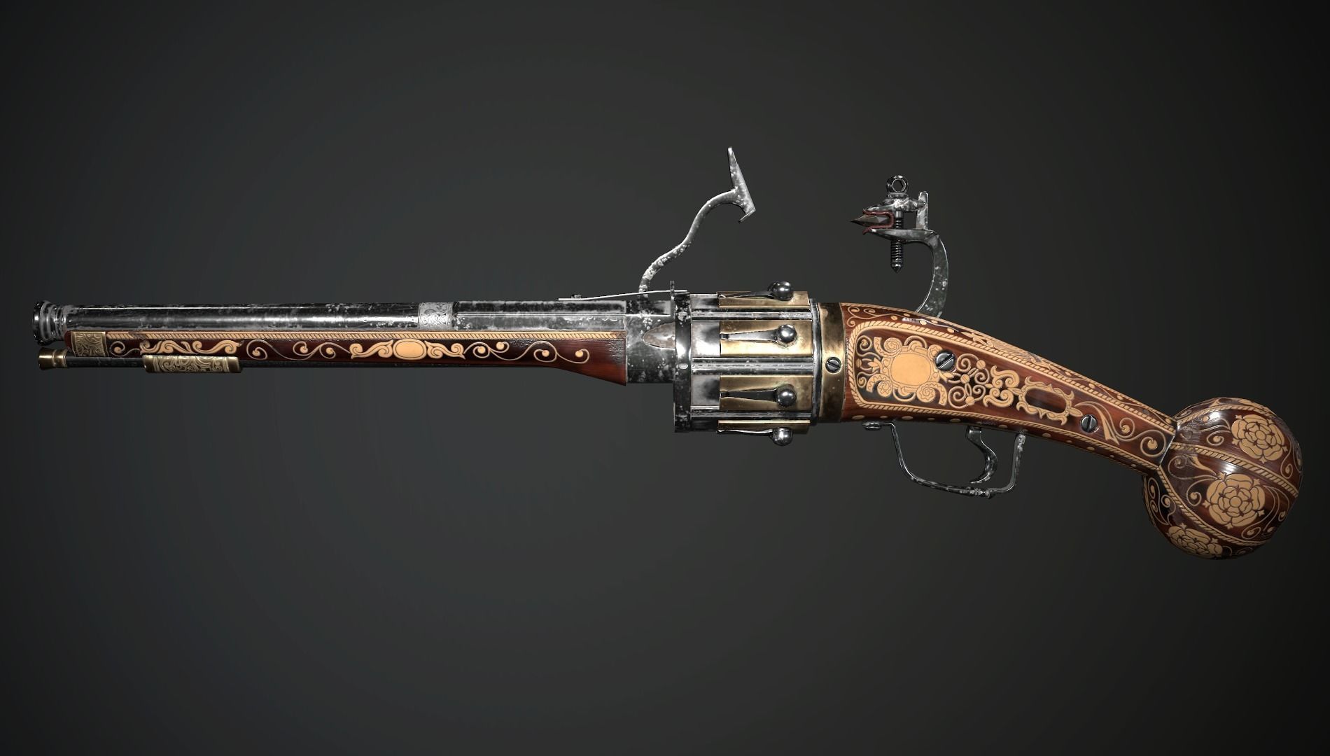 Collection of classic guns 2 Low-poly 3D model_34