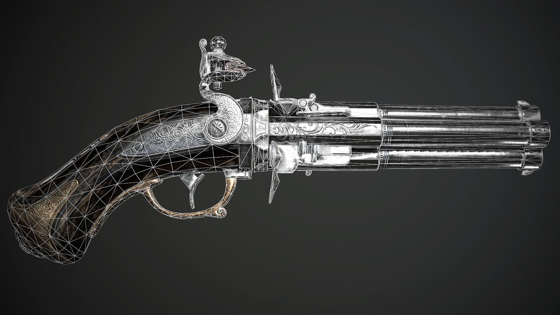 Collection of classic guns 2 Low-poly 3D model_18