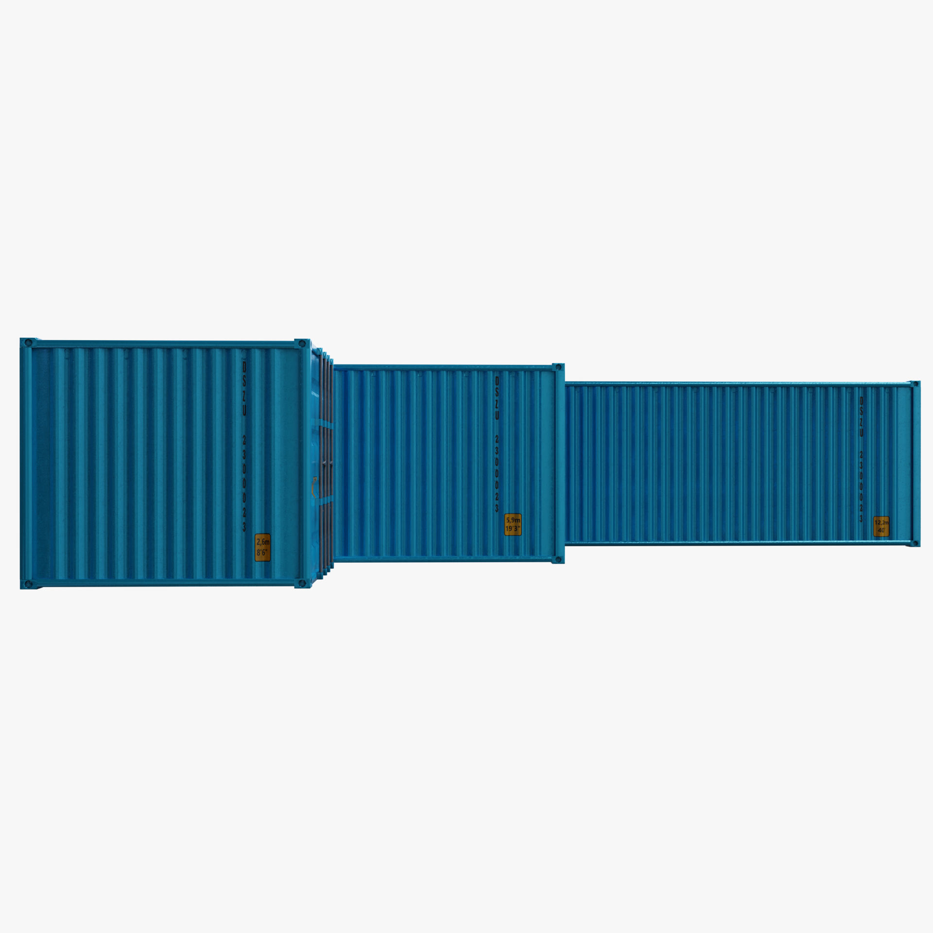 Cargo Container Set Low Poly Low-poly 3D model_6