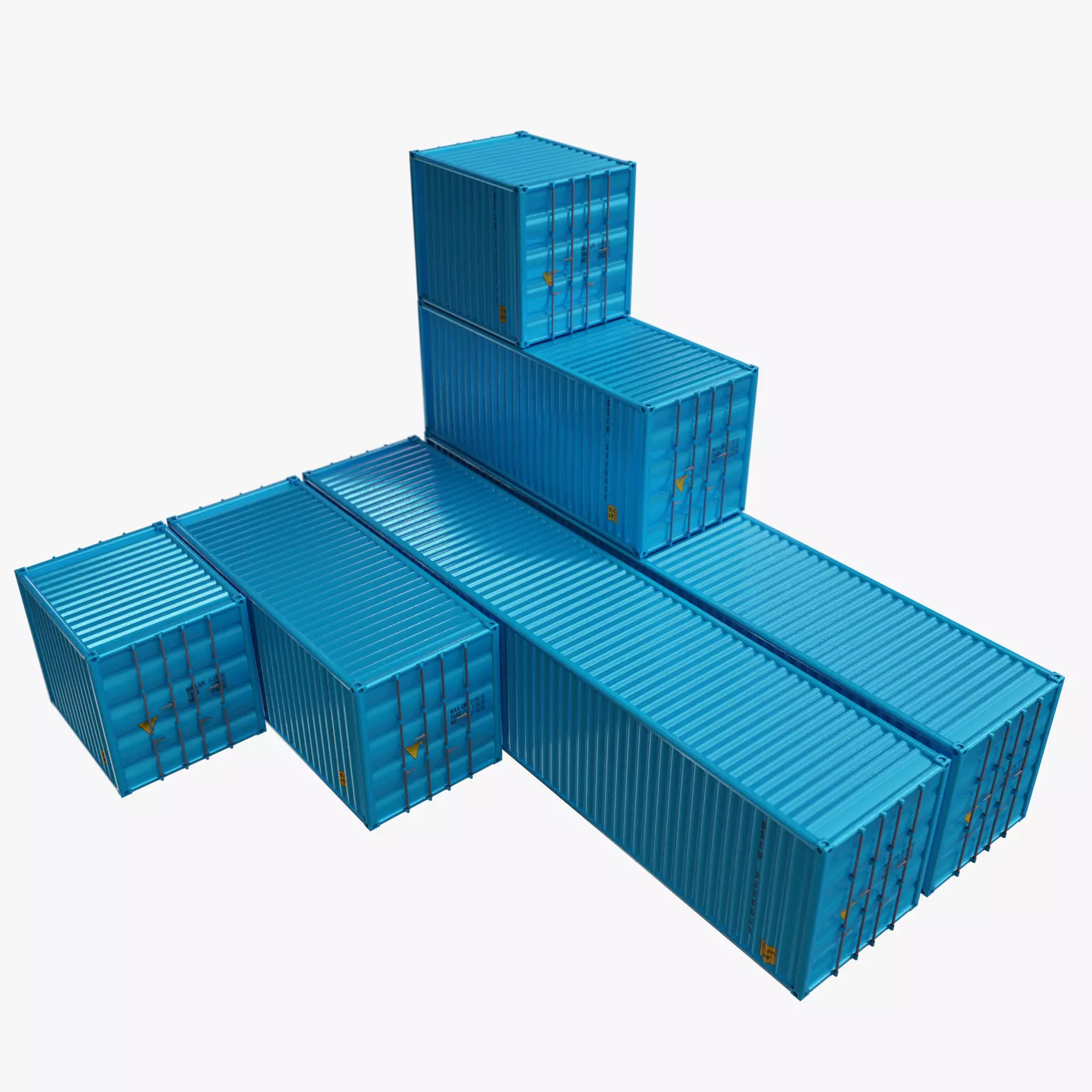 Cargo Container Set Low Poly Low-poly 3D model_0