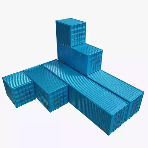 Cargo Container Set Low Poly