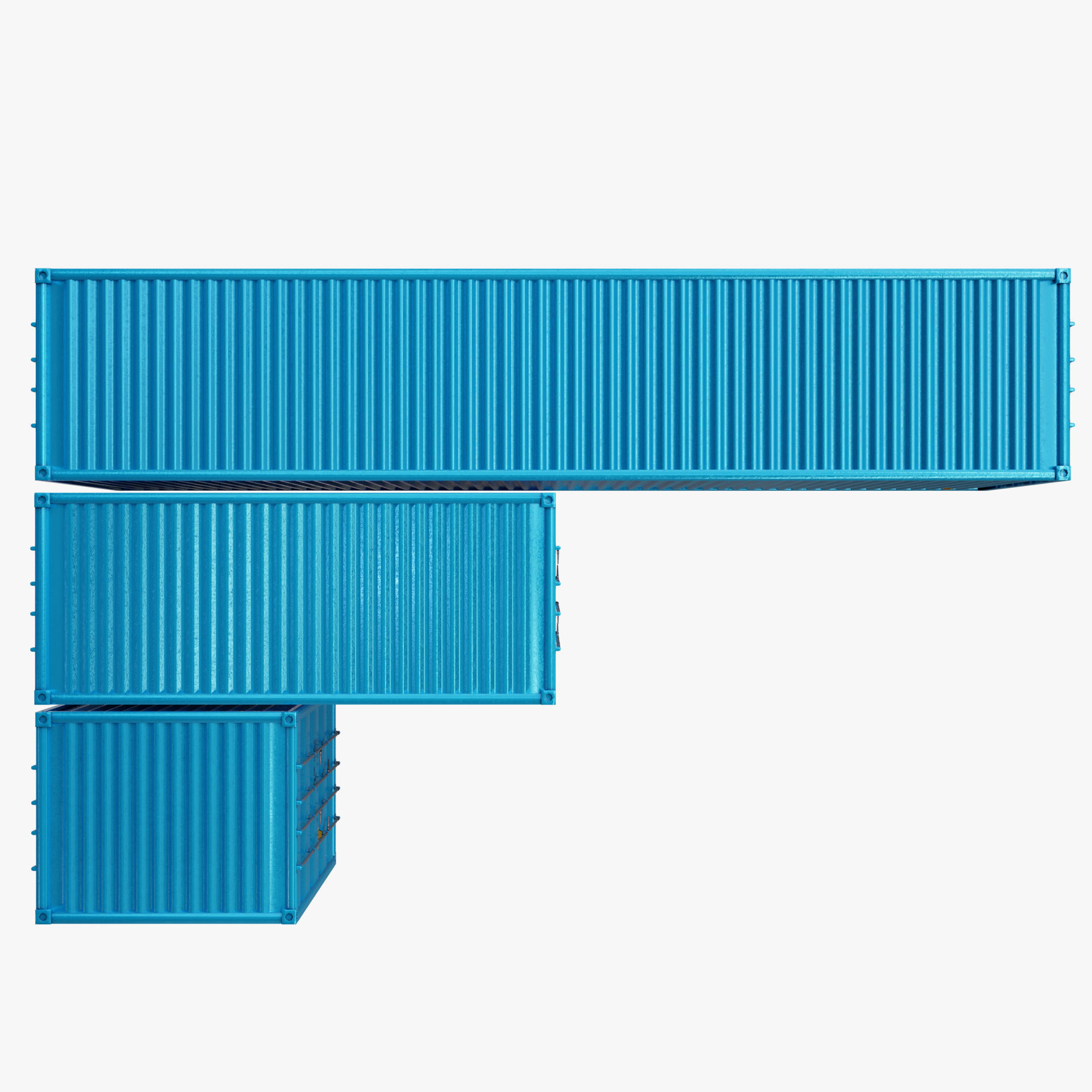 Cargo Container Set Low Poly Low-poly 3D model_10