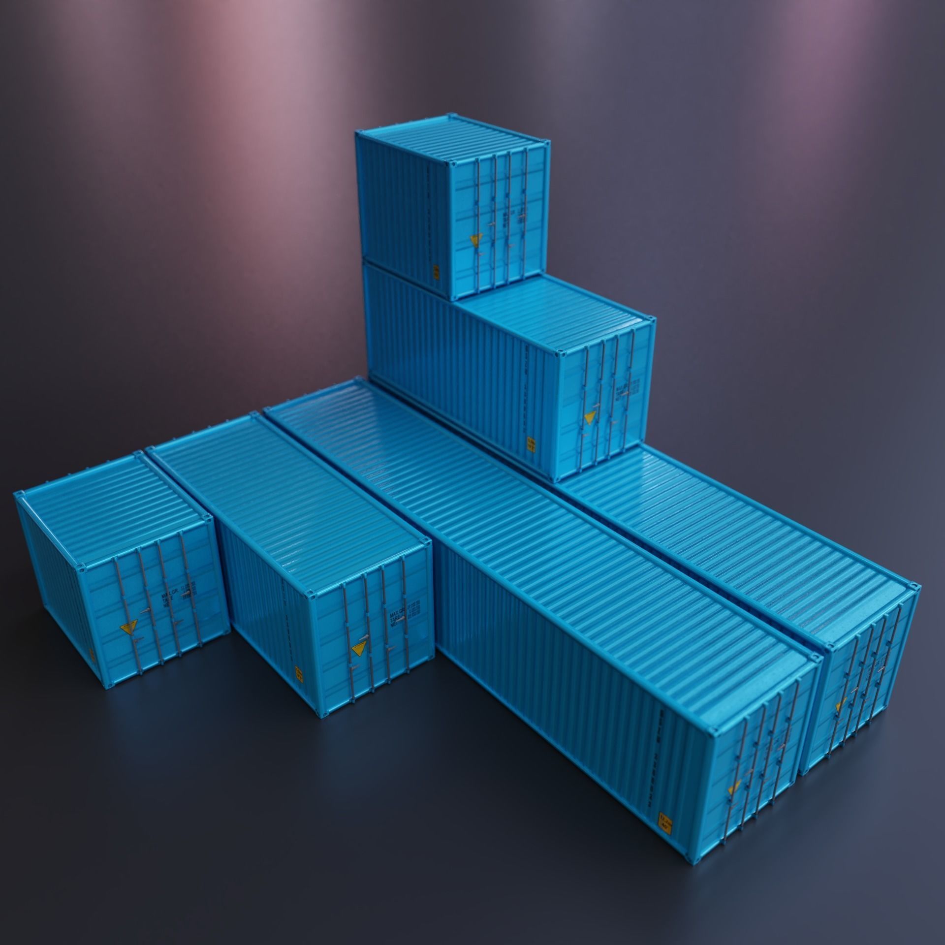Cargo Container Set Low Poly Low-poly 3D model_11
