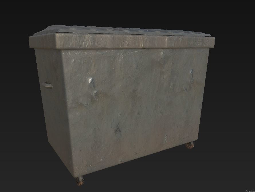 TrashCan big Low-poly 3D model_1