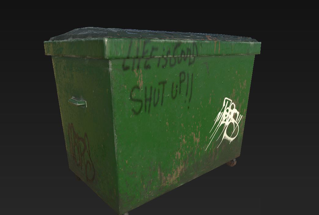 TrashCan big Low-poly 3D model_3