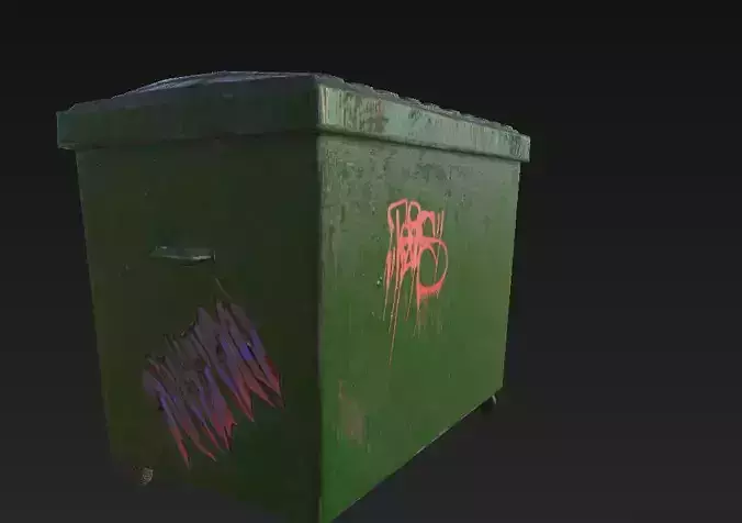 TrashCan big Low-poly 3D model