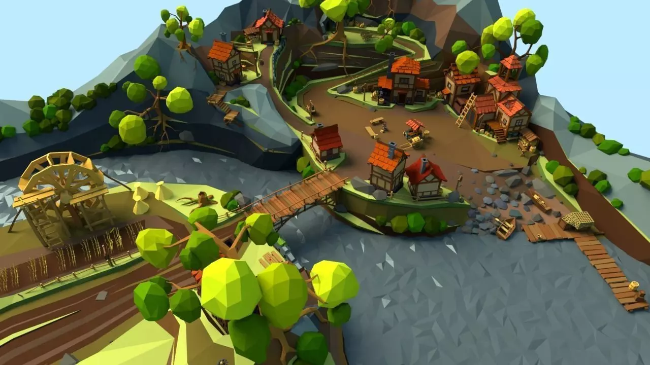 Medieval Village Low-poly 3D model_0