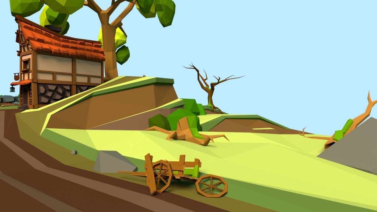 Medieval Village Low-poly 3D model_12