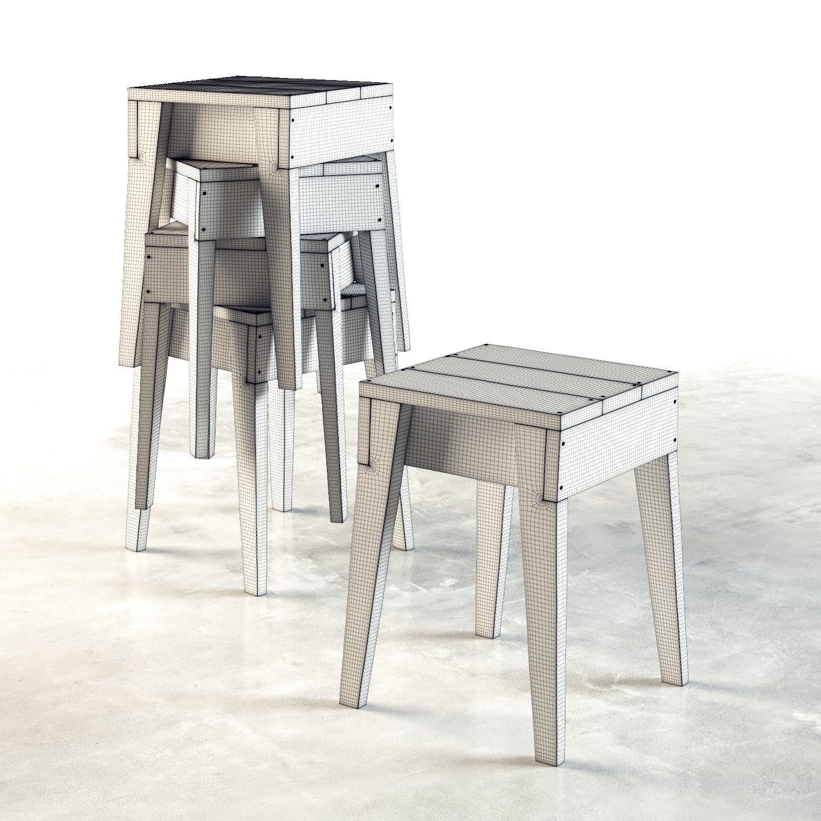 Scrapwood Stools 3D model_3
