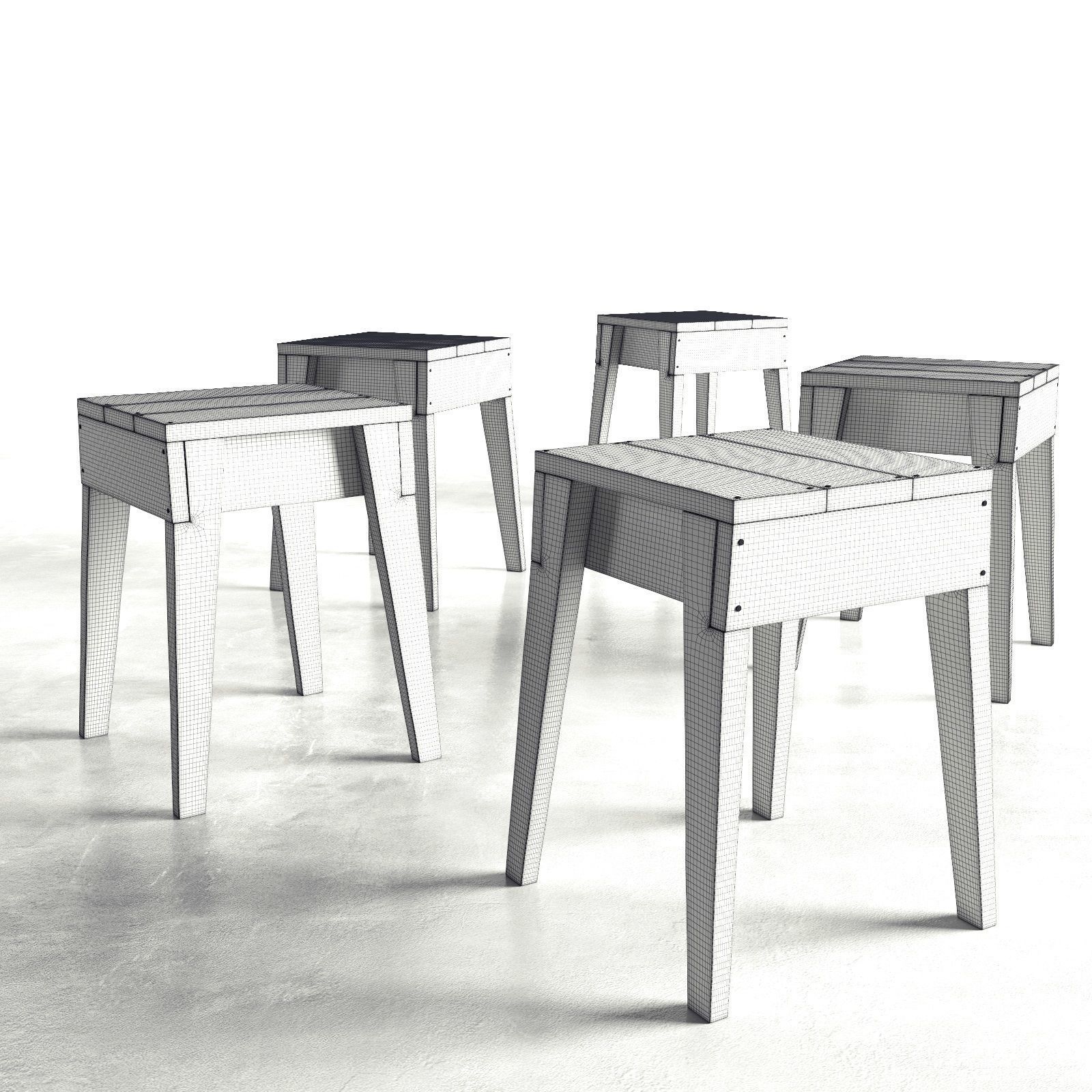 Scrapwood Stools 3D model_4