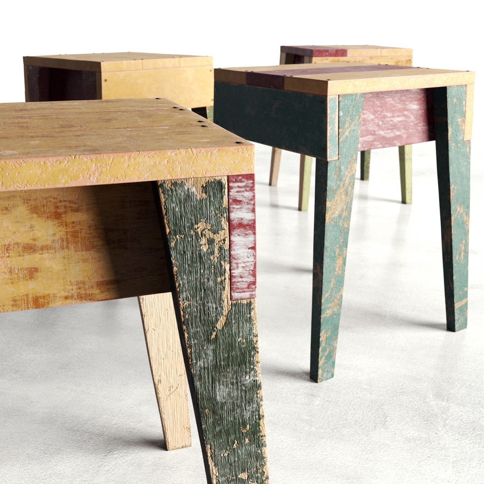 Scrapwood Stools 3D model_2