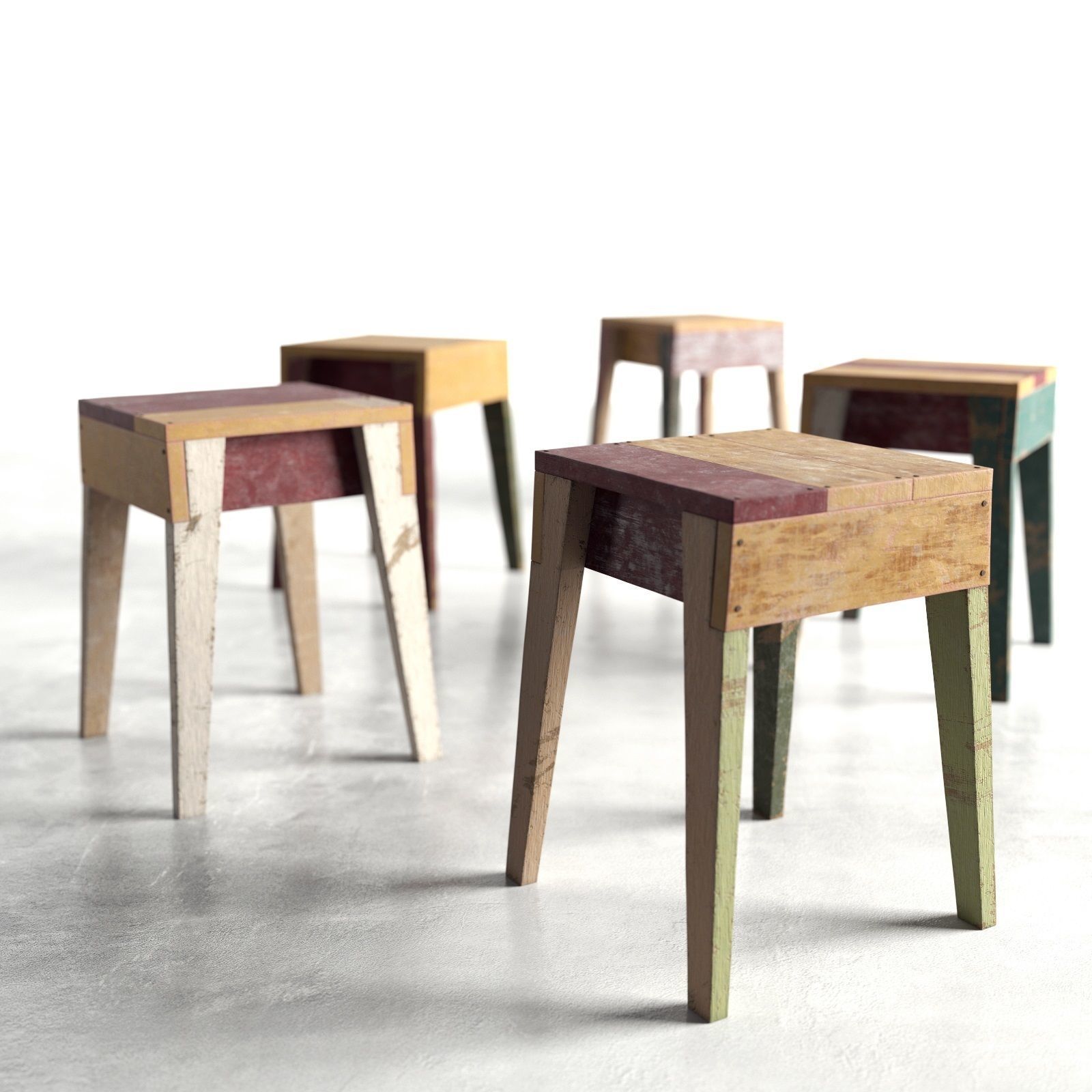 Scrapwood Stools 3D model_1