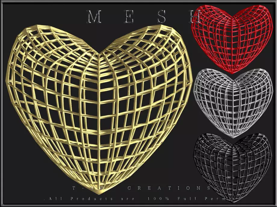 Heart Wire 01  Low-poly 3D model_0