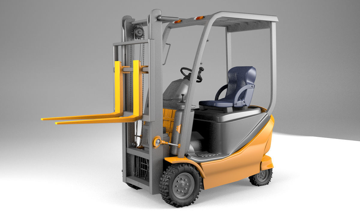 Forklift truck Low-poly 3D model_3