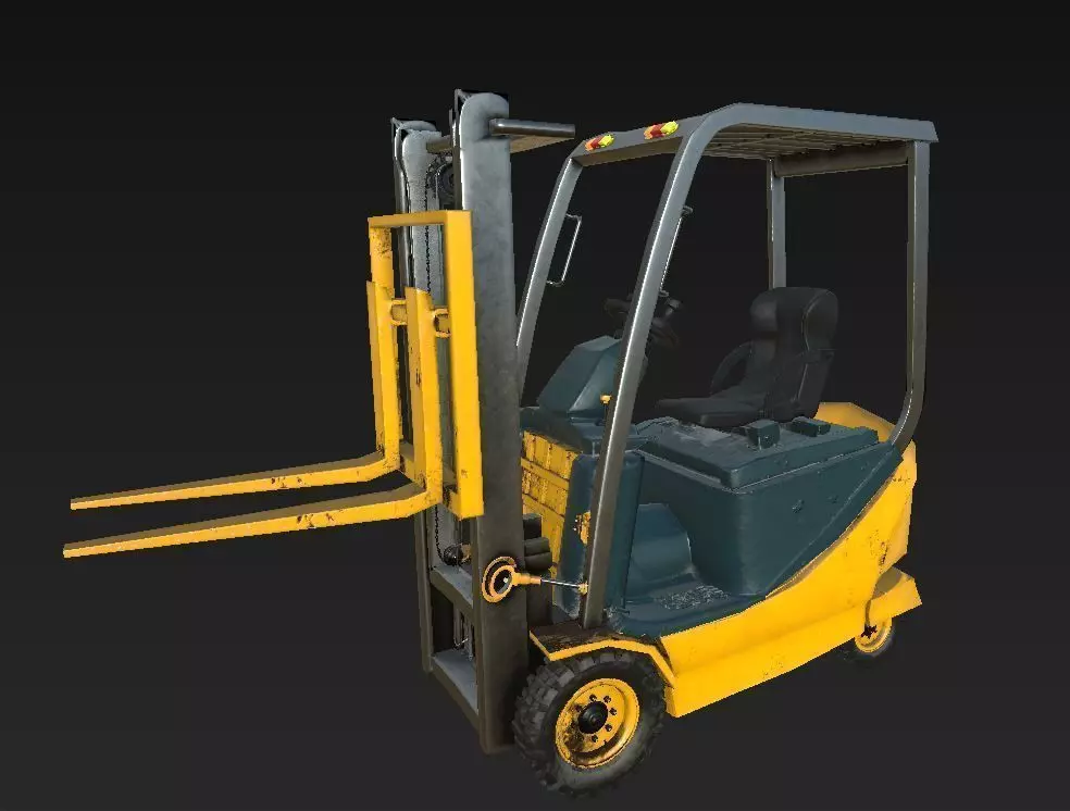 Forklift truck Low-poly 3D model_0