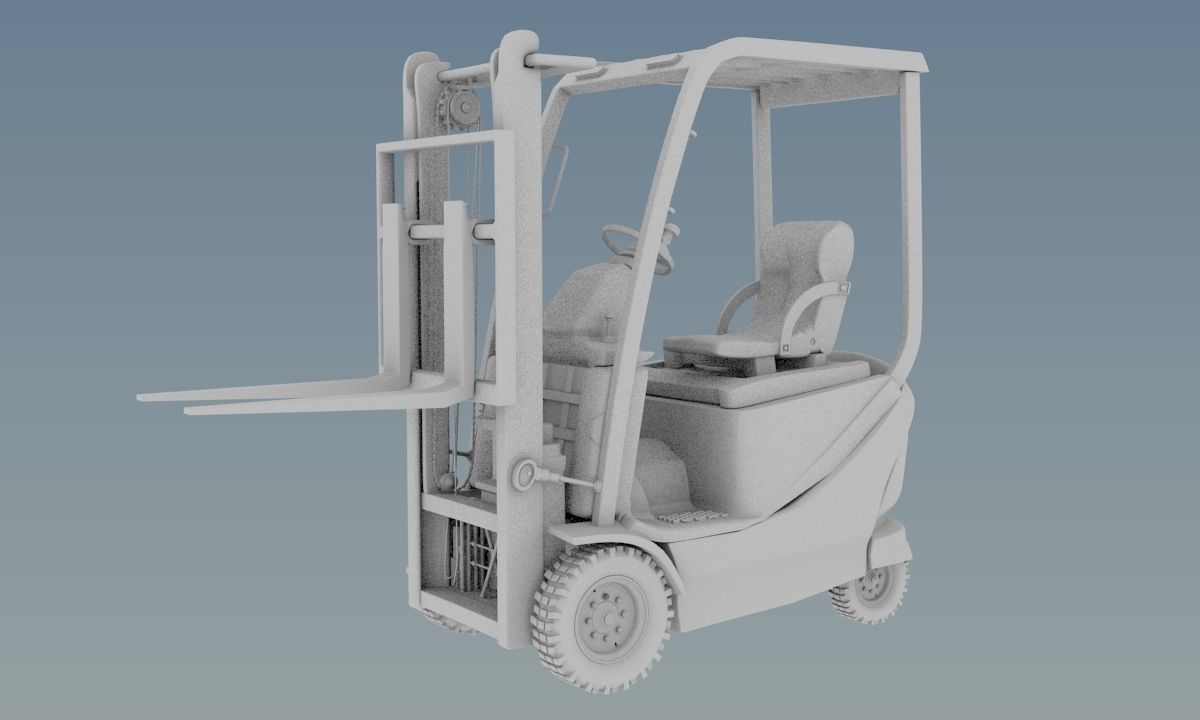 Forklift truck Low-poly 3D model_1
