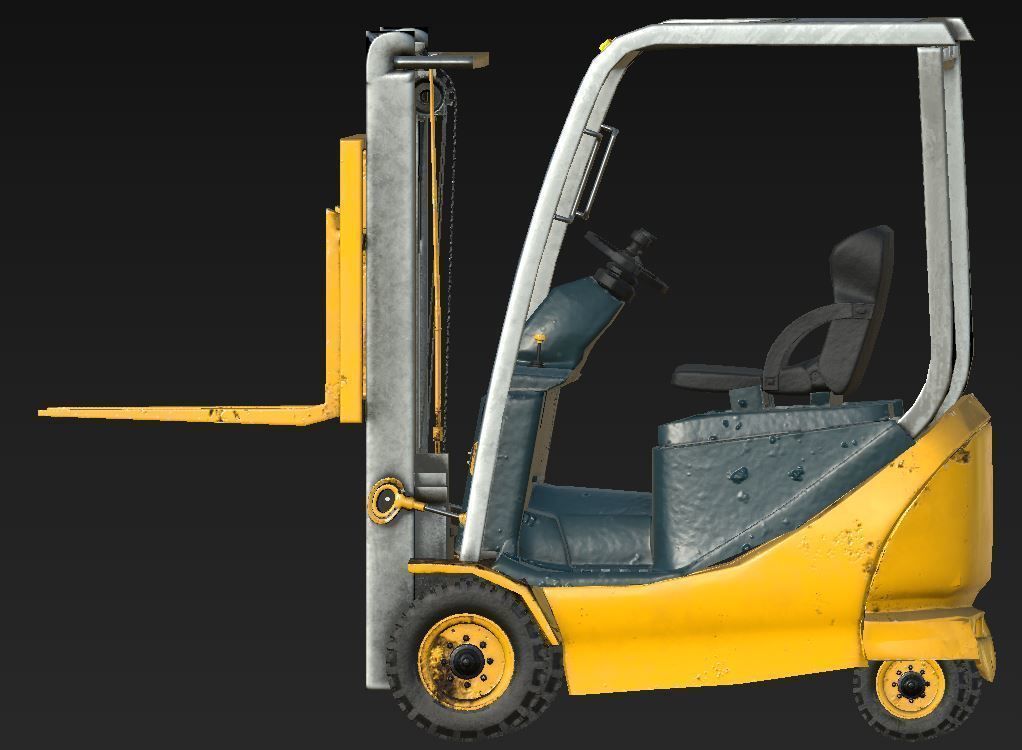 Forklift truck Low-poly 3D model_2