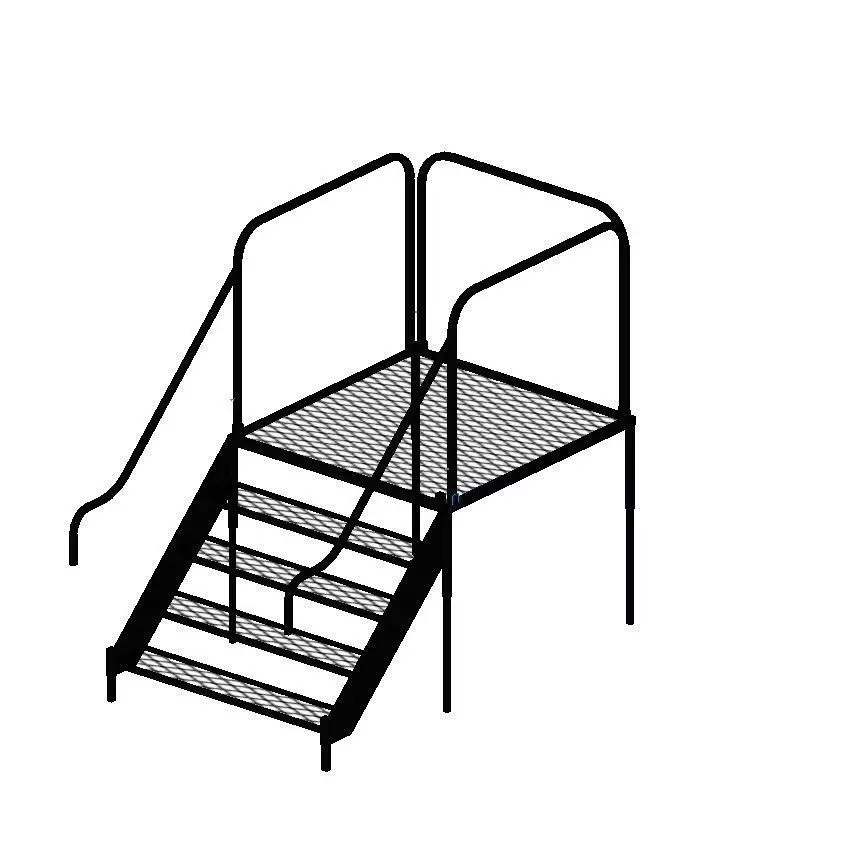Steel Mountable Stairs with Landing Free 3D model